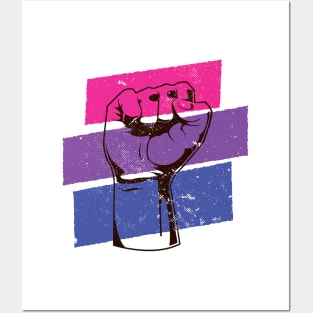 Fight for LGBTQ Rights // Protest Fist Bisexual Pride Flag Posters and Art